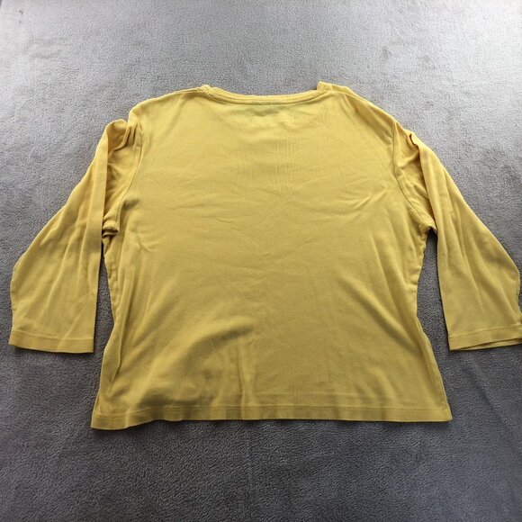 Lands End Womens Sweater Size XL Yellow 3/4 Sleeve Casual Top Pullover Knit - Picture 10 of 10